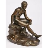 Bronze nach antiker Vorlage: Sitzender Merkur, wohl um 1900.