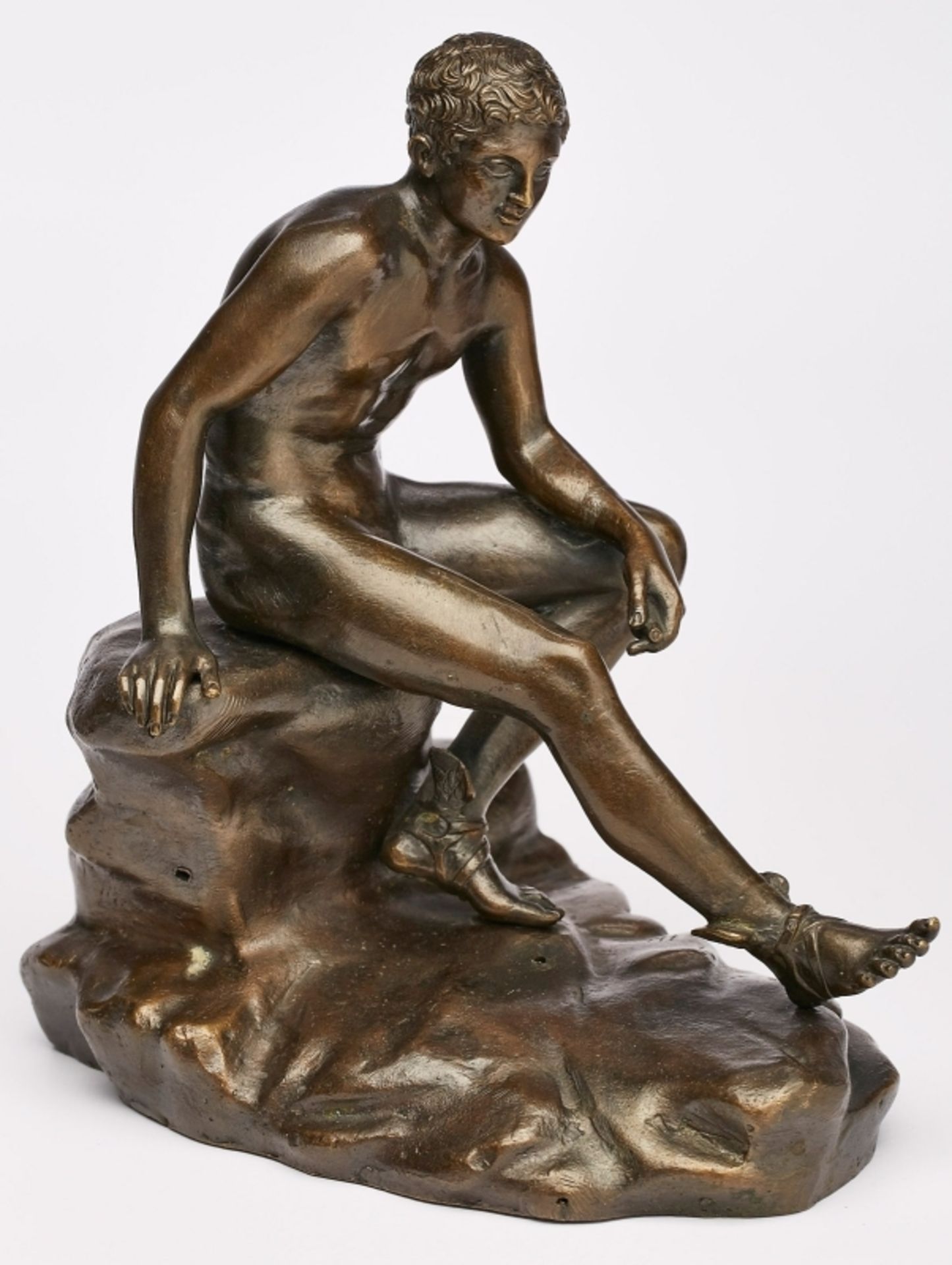 Bronze nach antiker Vorlage: Sitzender Merkur, wohl um 1900.