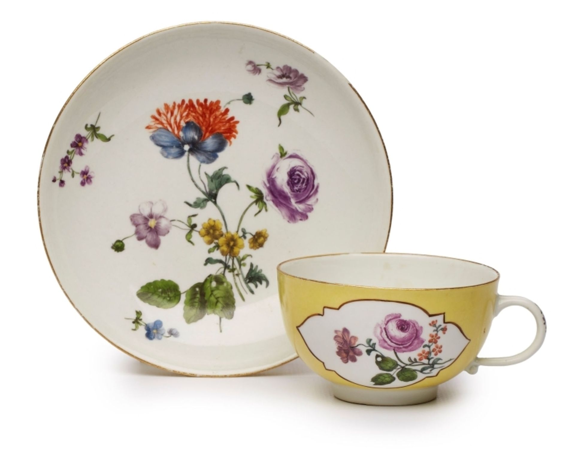 Tasse mit UT "Blumenbouquets", Meissen um 1750.