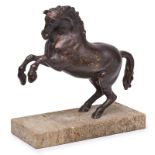 Kl. Bronze Werkstatt Fanelli zugeschr.: Steigendes Pferd, Italien wohl 16./ 17. Jh.