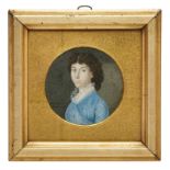 Miniatur Ernst von Valentini: Junge Frau in blauem Kleid, dat. 1799.