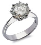 Brillant-Solitär-Ring, Weissgold, mit 1 Brillant-Solitär von 2,79 ct.