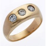 Herren-Bandring mit Brillanten. Gelbgold mit 3 Brillanten von zus. ca. 0,75 ct.