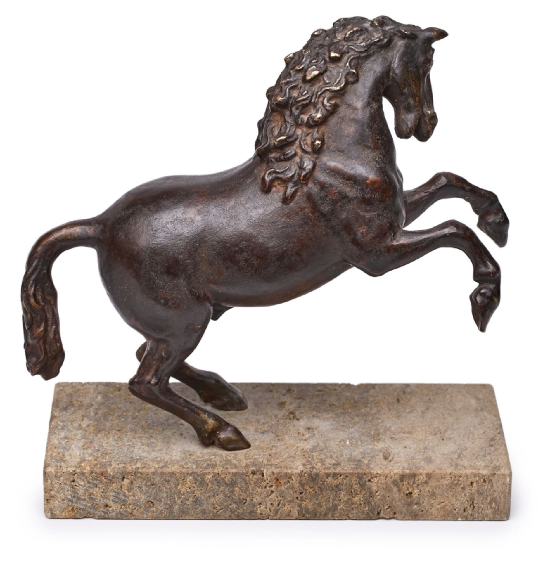 Kl. Bronze Werkstatt Fanelli zugeschr.: Steigendes Pferd, Italien wohl 16./ 17. Jh. - Bild 2 aus 2