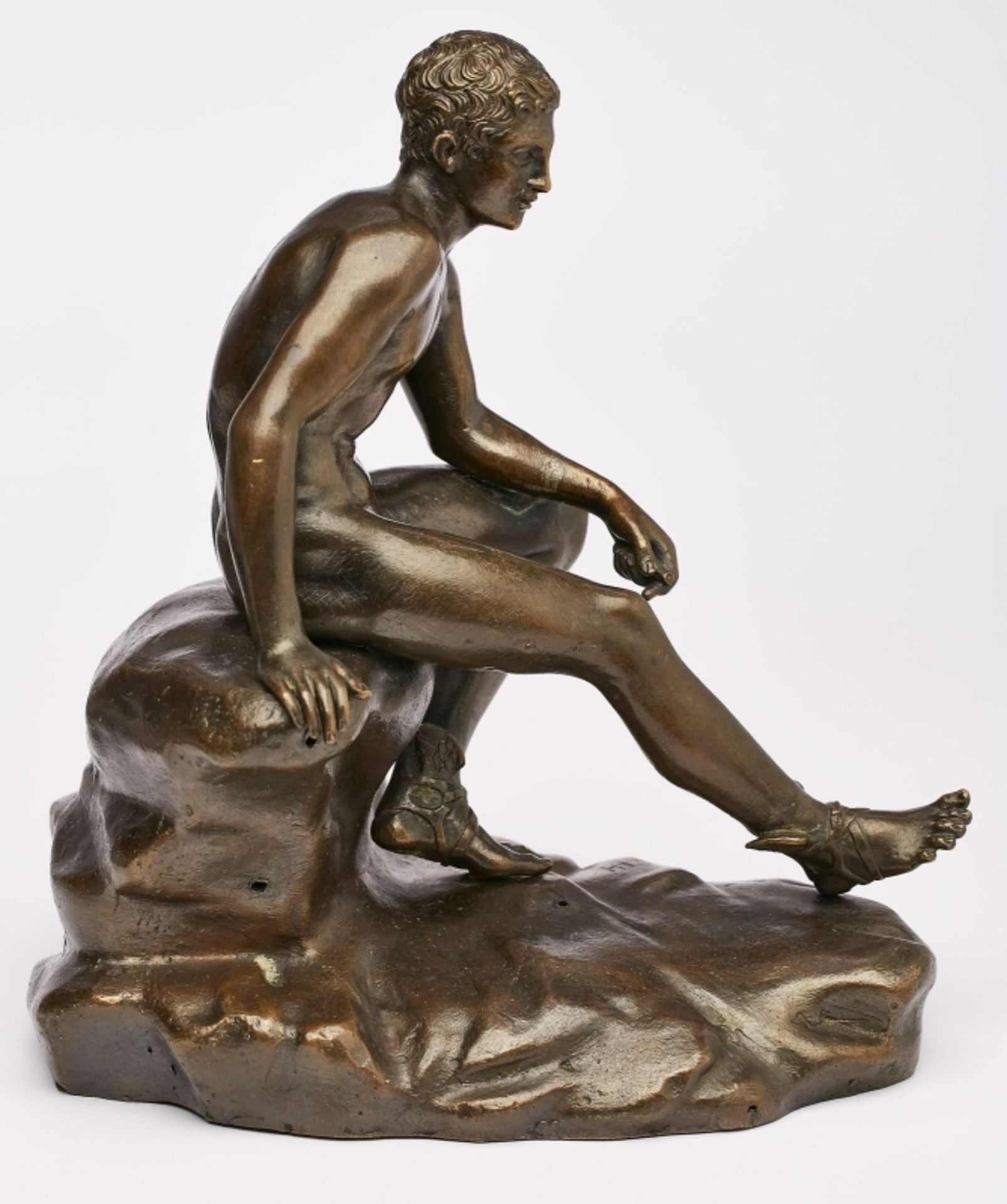 Bronze nach antiker Vorlage: Sitzender Merkur, wohl um 1900. - Bild 2 aus 4