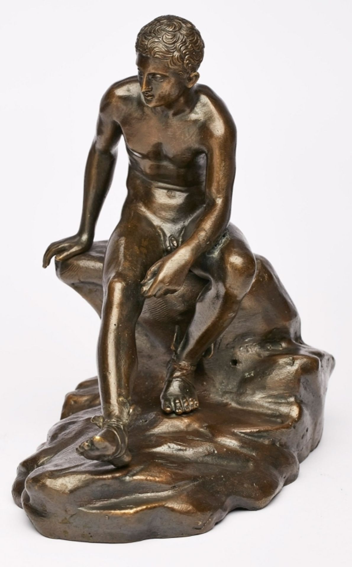Bronze nach antiker Vorlage: Sitzender Merkur, wohl um 1900. - Bild 3 aus 4