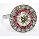 Diamant-Rubin-Ring, Art-Déco-Stil