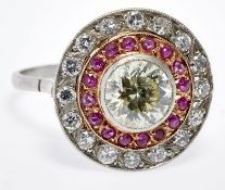 Diamant-Rubin-Ring, Art-Déco-Stil