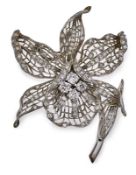 Orchideen-Diamant-Brosche, um 1920