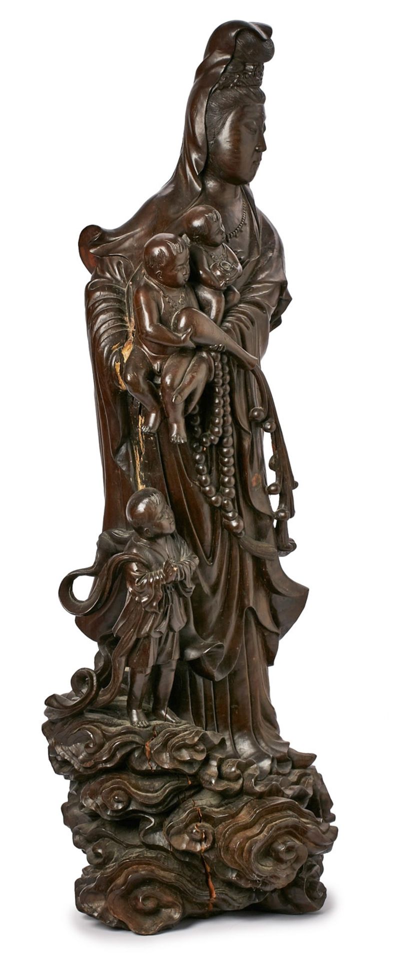 Gr. Skulptur Guanyin mit Kindern, China wohl um 1900. - Bild 6 aus 9