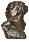 Gr. Bronze wohl nach Auguste Rodin: "Tête de la Luxure", 1. Hälfte 20. Jh.