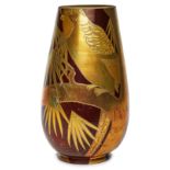 Vase mit Wellensittich-Dekor, Art Deco, Zsolnay um 1920.