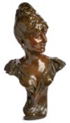 Gr. Bronze Alphonse Henri Nelson: "Mutine"/ Damenbüste, Brüssel um 1890.