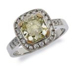 Diamant-Ring. Gelber Diamant 2,13 ct.