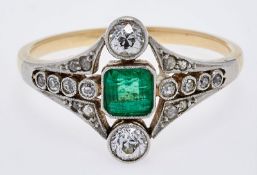 Smaragd-Diamant-Ring um 1910