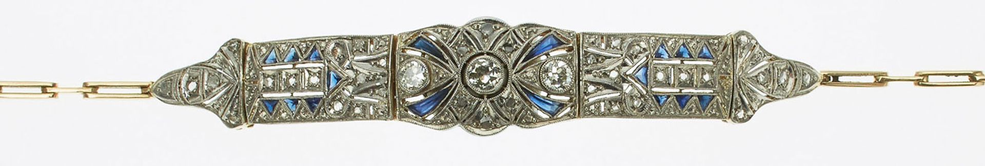 Diamant-Saphir-Armband, Art-Déco, um 1925. - Bild 2 aus 2