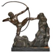 Gr. Bronze nach Emile Antoine Bourdelle: "Herkules als Bogenschütze", Art Deco-Stil, 20. Jh.