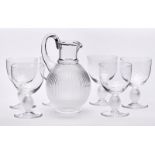 Wein-Set für 6 Pers., Lalique 2. Hälfte 20. Jh.