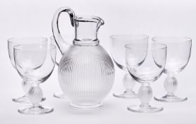 Wein-Set für 6 Pers., Lalique 2. Hälfte 20. Jh.