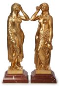 Zwei Bronzen Jean Jacques Pradier: Zwei Göttinnen, Mitte 19. Jh.