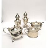 A collection of silver salts and mustards 186 gms approx.