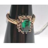 Emerald and diamond ring circa 1960 reset in new 9 ct shank, emerald 1.2 cts, diamonds 0.60 cts