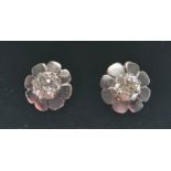 Pair of Edwardian old cut art nouveau platinum and diamond earrings. Each diamond is 1.1 cts approx,