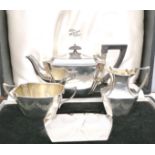 A Victorian Glasgow silver R. W. Sorley 1895 breakfast set to include tea pot, cream and sugar