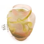 Small but rare art nouveau cameo glass cabinet vase in floral relief signed by Emile Galle circa
