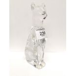 A Baccarat glass paperweight in the form of a cat standing 16 cm height, 8 cm width approx.