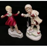 Two royal Worcester figures modelled by F.G. Doughty, December and January.