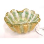 Unusual Murano glass Oyster shell dish circa 1950.