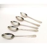 Five London silver coffee spoons dated 1916. 50 gms approx.