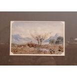 J. D Harding watercolour, Scottish landscape initialed bottom left. 9 cm height, 14 cm width