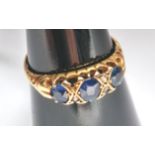 18 ct Sapphire and diamond ring, Birmingham 1902.