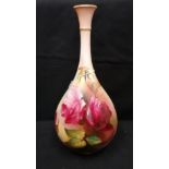 A 1920s Royal Worcester Hadley rose bud vase. 22cm in height approx.