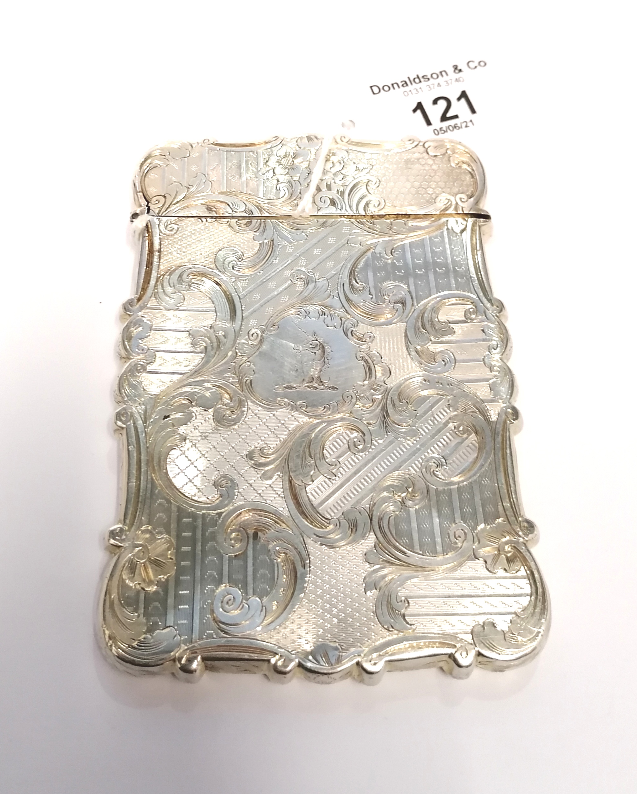 Fine silver visiting card case cased and scrolled with floral and foliate decoration. Famous maker