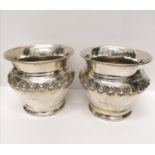 A pair of London silver bowls dated 1909. 7.5 cm height, 8 cm width approx. 87 gms approx (a.f).