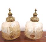 A pair of lustre glass light fittings.