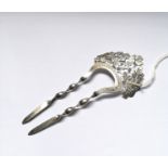 Silver floral pierced hairpin. Birmingham 1904, makers Reynolds & Westwood.