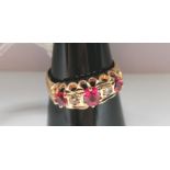 Fine colour 18 ct Five stone ruby and diamond ring, excellent rubies and in fine condition,