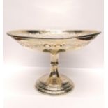 A Chester silver comport dated 1909. Standing 10.5 cm high, 15 cm width approx. 190 gms weighted