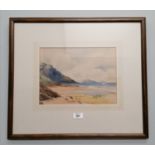 William Deas (1862-1951) framed watercolour beach scene. 22.5 cm height, 31 cm width approx.