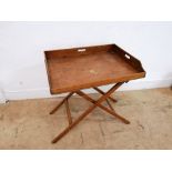 A late 19th century mahogany butler's tray on stand. 75 cm width, 78 cm height, 55 cm depth. (Height