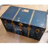 A late 19th century brass bound steamer trunk. 57 cm height, 100 cm width, 53 cm depth approx.