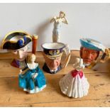3 ROYAL DOULTON FIGURINES,  AND 3 CHARACTER JUGS DEPICTING HISTORIC NAVAL FIGURES, 'ADMIRAL LORD