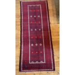 DEEP BORDER RED & BLUE RUNNER, 280cm x 105cm