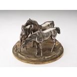 VICTORIAN SILVER TABLE CENTRERPIECEROBERT HENNELL, LONDON 1866finely modelled as three horses raised