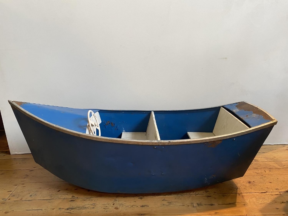 VINTAGE FAIRGROUND CAROUSEL CARRIAGE IN THE FORM OF A SPEEDBOAT, 160cm long, 57cm wide, 38cm deep 