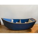 VINTAGE FAIRGROUND CAROUSEL CARRIAGE IN THE FORM OF A SPEEDBOAT, 160cm long, 57cm wide, 38cm deep